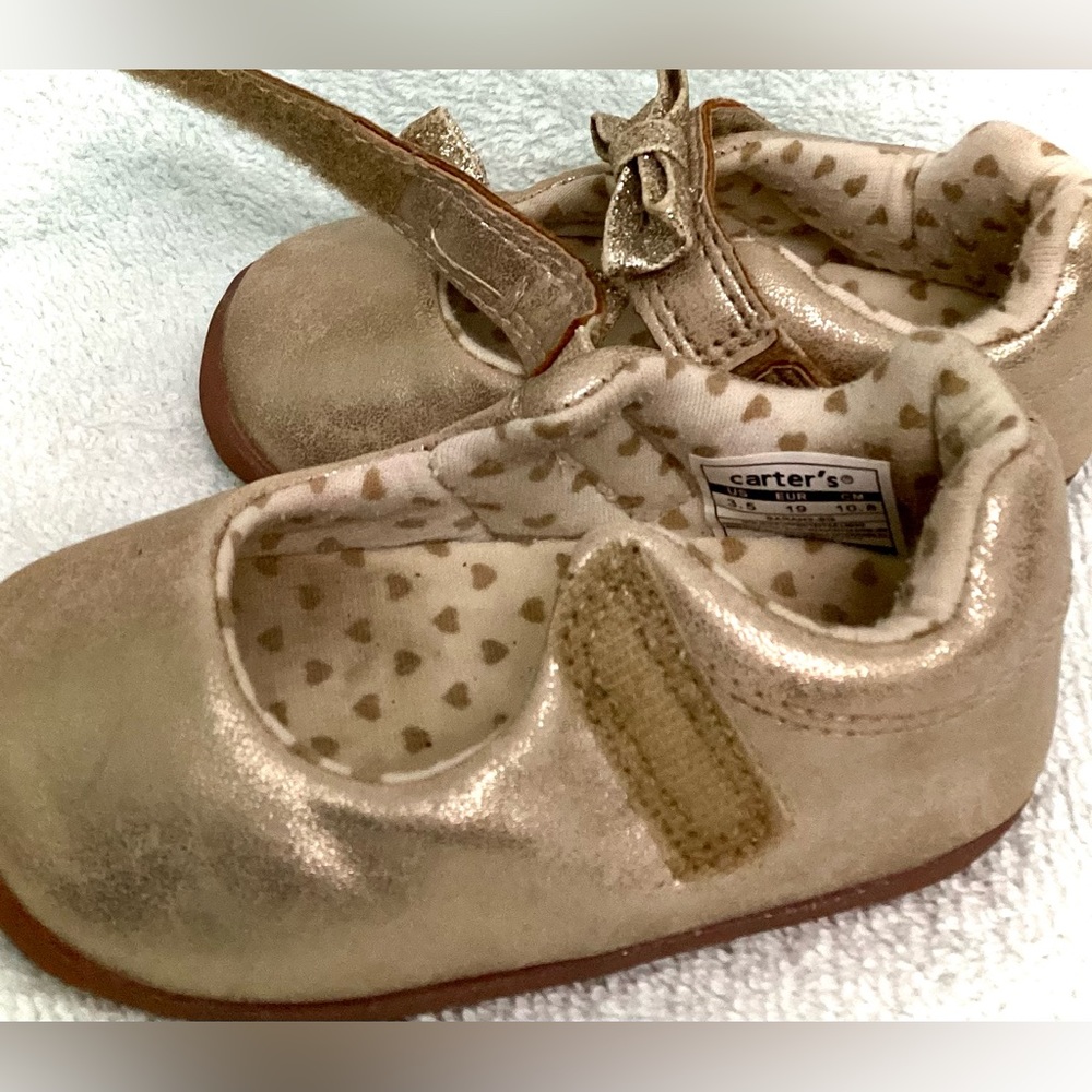 Carters Gold Shoes with Bows - Picture 6 of 12
